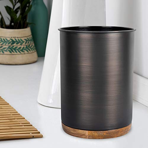 Nu Steel SL8H Salem Metal And Natural Wood Wastebasket thumb #2