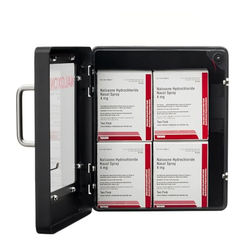 Image of Naloxone Overdose Emergency Kit Cabinet - Does Not Include Alarm or Lock | Designed for Wall Mount & Public Access (Metal, Black - No Alarm)