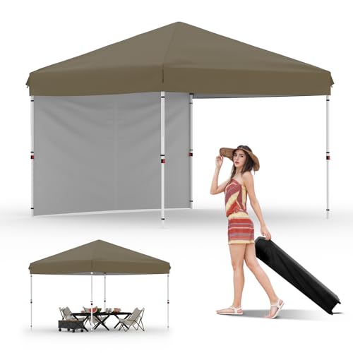 HarmonyHealth 10x10 Pop Up Canopy Tent Outdoor Canopy with 1 Removable Sidewall One-Person Set Up...
