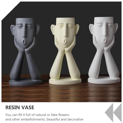 Vase antidérapant beige ornement de table stable en résine