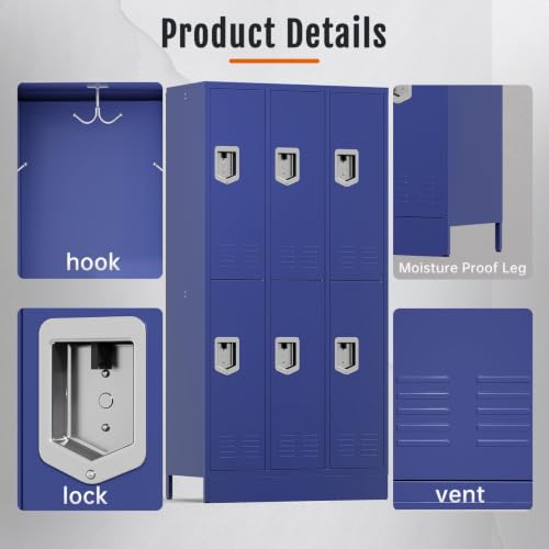 Image of BUTISOW 6 Door Metal Storage Locker for Employees, Heavy Duty Steel School