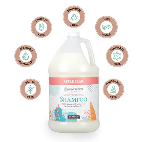 Ginger Lily Farms Botanicals Moisturizing Shampoo For All Hair Types, 100% Vegan & Cruelty-Free, Apple Pear Scent, 1 Gallon Refill (128 Fl Oz) #TOP3
