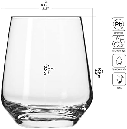 KROSNO Szklanki do Wody, Soków i Innych Napojów | Zestaw 12 Szklanek | 400 Ml | Kolekcja Splendour | Idealne do Domu, Restauracji i na Przyjęcia | Można Myć w Zmywarce
