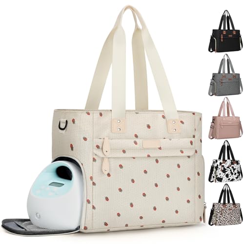 Pritent Large Travel Diaper Bag Tote with 14 Inch Laptop Sleeve, Breast Pump Bag for Mom and Dad, Mommy Maternity Travel Baby Bag for Boys and Girls,...