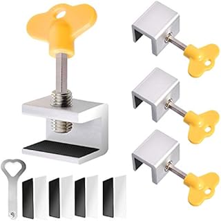 4 Sets Sliding Window Locks, Security Window Lock Aluminum with Key, Window Stoppers for Vertical & Horizontal Slide Door, Adjustable Security Locks, for Child Home Bedroom Double Hung Windows