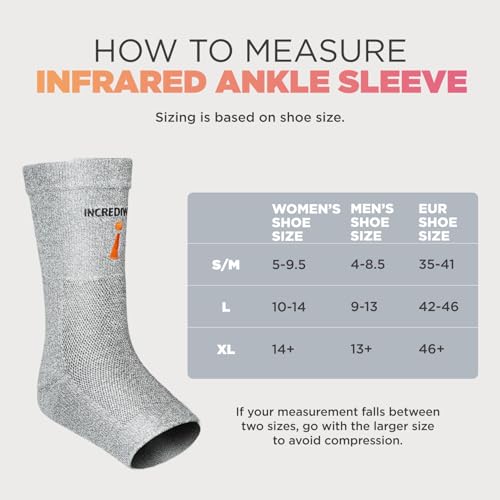 Image of Incrediwear Ankle Sleeve - Infrared Ankle Brace for Women and Men to Support Pain Relief, Swelling, Plantar Fasciitis, Sprains, Achilles, Arthritis (Grey, Small /Medium)