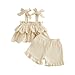 BeQeuewll Toddler Baby Girl Clothes Summer Linen Outfit Sleeveless Tie Up Tank Tops+Ruffled Shorts Little Girls 2 Pieces (Apricot, 12-18 Months)