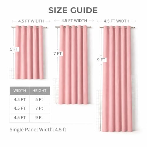 Image of Blackout Curtains for Bedroom Pack of 2 - Pink 9 Feet Long, 4.5 Ft Wide, Thermal Insulated Room Darkening Curtains, Light Blocking, Noise Reducing & Energy Saving Drapes (9 x 4.5 Ft)