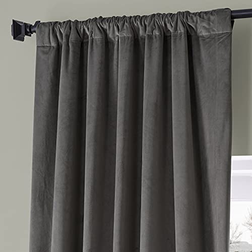 Image of HPD Half Price Drapes Signature Plush Velvet Blackout Curtains for Bedroom (1 Panel), 50W X 84L Hotel Black Out Curtains for Living Room, Thermal Insulated Blackout Curtains, Nightlife Grey