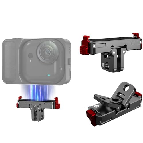 ULFREDM Aluminum Alloy Quick Release Mount for GO Ultra Camera,Magnetic Base with Foldable 2-Prong & 1/4