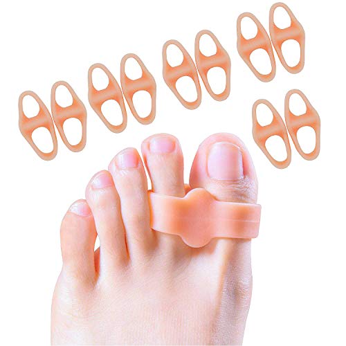 Povihome 10 Pack Big Toe Separators, Temporary Bunion Corrector (1st/2nd Toe), Silicone Toe Spacers for Bunion Pain Relief, Overlapping Toe - Beige
