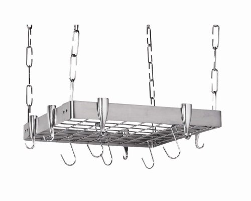 Concept Housewares Stainless-Steel Hanging Pot Rack, Square