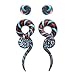 BodyJ4You 0 Gauge Stripes Aqua Maroon Teardrop Glass Spiral Taper (8mm) - 4 Pieces