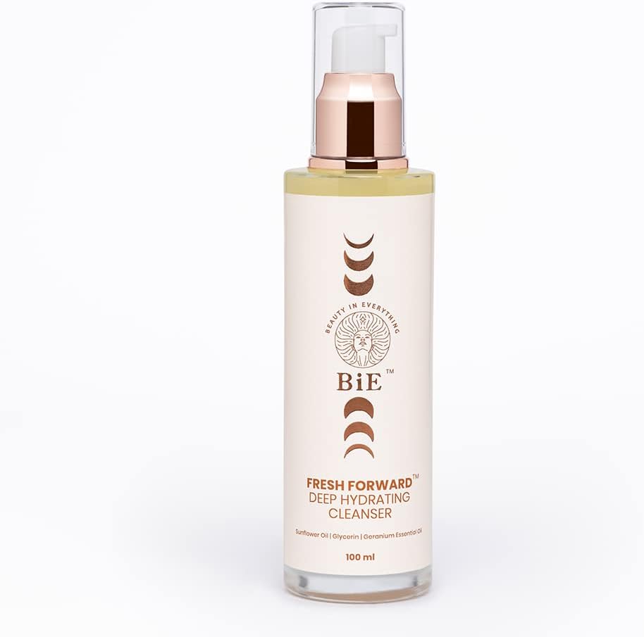 BiE Fresh Forward Deep Hydrating Cleanser With Glycerin & Geranium Oil | Hydrating & Non-Drying | Gentle Face Cleanser, Controls Excess Sebum & Make Up Remover | Gentle Face Wash for All Skin Types | 100ml
