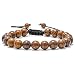 M MOOHAM Gemstone Bead Bracelets, 8mm Natural Stone Beads Bracelet, Men Women Stress Relief Yoga Beads Adjustable Semi-Precious Gemstone Bracelet Bangle