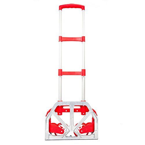 Winado Folding Hand Truck Portable Folding Hand Cart, 165Lbs Load Aluminium Foldable Design To Save Space, For Luggage Travel Home Personal Use, Red Set #TOP5