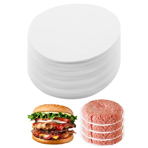 Burger Paper Sheets,500 PCS Burger Press Papers,Greaseproof Burger Papers,Baking Parchment Circles,11cm Round Burger Wax Paper Sheets for Foods Seperating Patty Meat Beef Cookies Storing Cake Tin