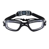 Yuanu Anti-Beschlag Kein Leck Schwimmbrille Komfortabel Klare Vision Taucherbrille Mit Siamese Ohrstöpsel Und Einstellbar Brillen Band Schwarz One Size