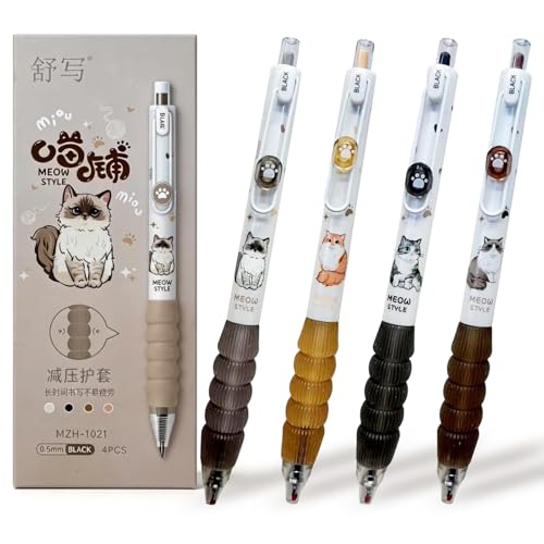 Set de 4 bolígrafos gel con diseño de gatos miniatura 1