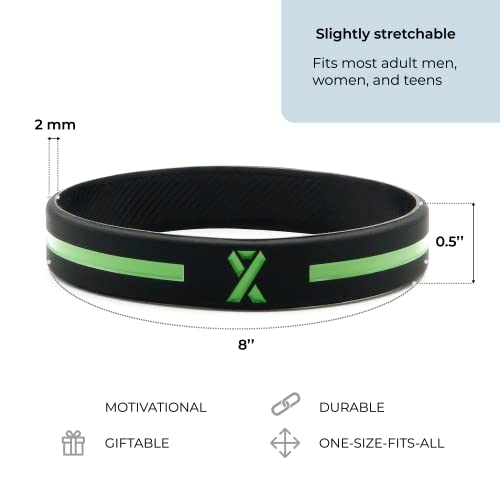 Inkstone (12-Pack) Green Awareness Ribbon Silicone Bracelets - Wholesale Pack Of 1 Dozen Unisex Wristbands… #TOP2
