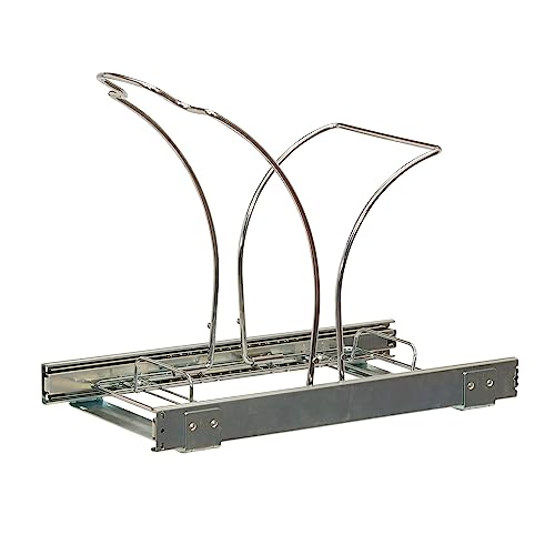 Household Essentials Glidez Chrome-Plated Steel Pull-Out/Slide-Out Discreet Single 5 Gallon Plastic Trash Can For Under Cabinet Use - Fits Standard Size Cabinet, Chrome And White #TOP7