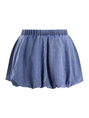 Women's Y2K Denim Skirt Summer Ruffle A Line Mini Bubble Skirt2
