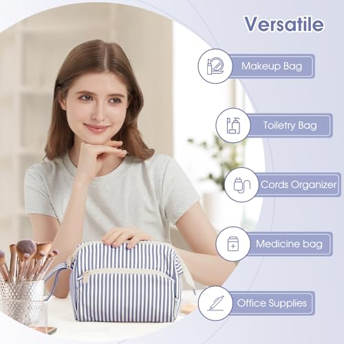 Image of Narwey Travel Makeup Bag Toiletry Bag, Wide Open Cosmetic Bag for Women | Wide Open, Portable, Water-resistent, 3 Organized Compartments, Medicine Bag, Holiday Gifts