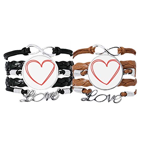 Bracelets en cuir Saint-Valentin DIYthinker double ligne cœur pour bijoux de couple
