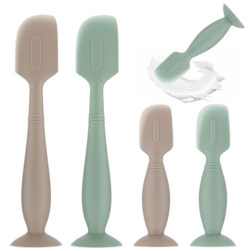 Image of Baby Diaper Cream Spatula,4 Pack Silicone Diaper Cream Applicator Baby Butt Paste Spatula Diaper Cream Brush for Newborn Baby, 2 x Large Size, 2 x Small Size (Green+Khaki)