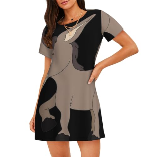 Chemise de nuit douce manches courtes femme imprimé âne contre la chaleur