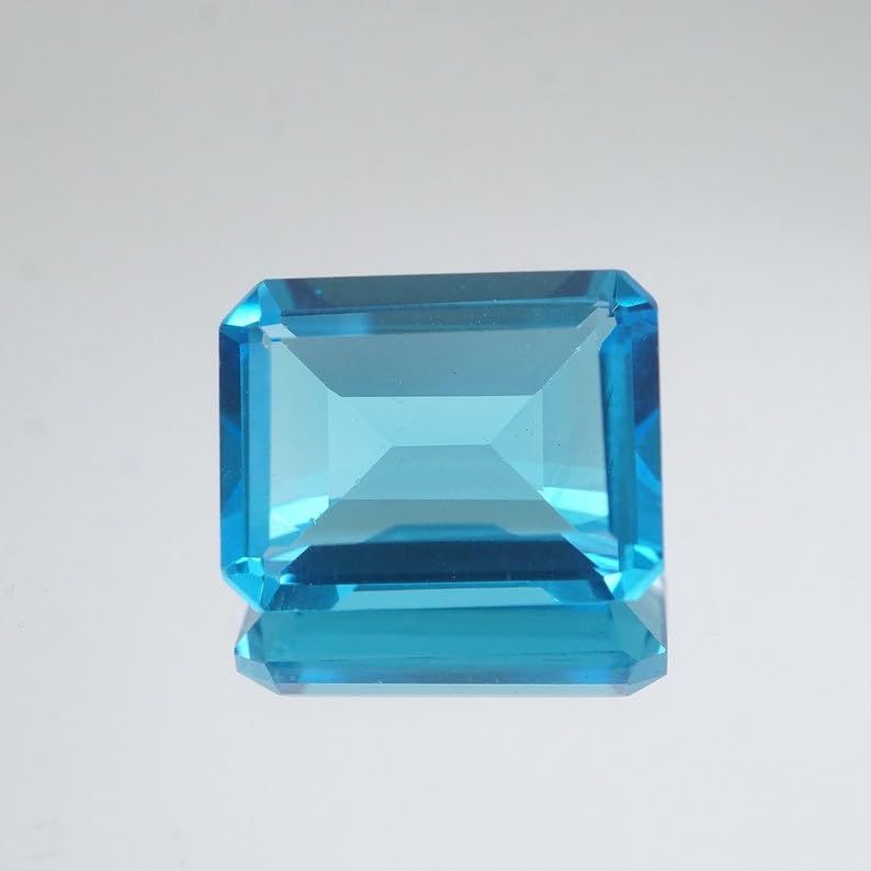 Topaze bleue pour fabrication de bijoux, gemme rectangulaire 7 x 5 mm - 2