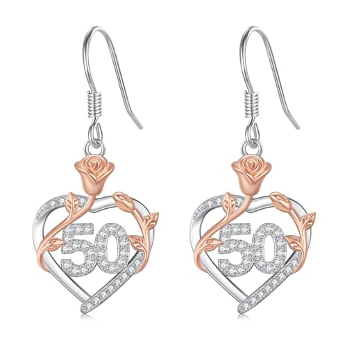 50th Birthday Gifts for Women, 50 Years Old Birthday Gifts 925 Sterling Silver Love Heart...
