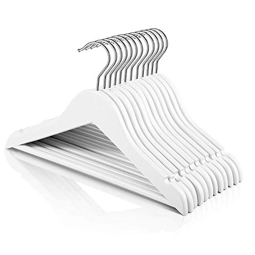 Image of HOUSE DAY Wooden Childrens Hangers Kids Hangers 20 Pack, Wood Baby Hangers Nursery Hangers, 360° Swivel Hook Non Slip Coat Hanger for for Coats, Suits, Pants and Jackets, White