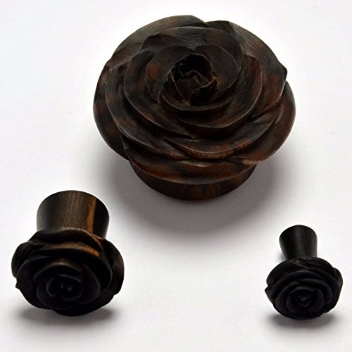 Miniatura 2 de Rose Flower Ear Gauge Plugs (00g) - Arang Wood