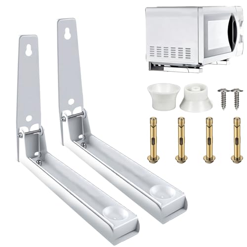 mongtsamz Soporte Microondas Pared,Soporte Microondas Plegable,Estanteria Microondas Soporte Triangular,Estante Cocina Alta Capacidad de Carga para Microondas,Horno y Utensilios de Cocina,Blanco