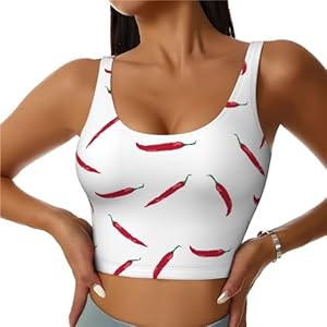 Sport-BHs für Damen, hohe Unterstützung, getrockneter Chilischote, Laufen, bauchfreies Workout-Tanktop für Damen, Schwarz, XX-Large