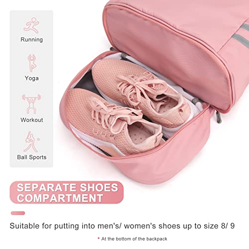 coofay Gym Backpack For Women Waterproof Sports Backpack With Shoe Compartment Lightweight Travel Backpacks Small Gym Bag Dance Volleyball Backpacks