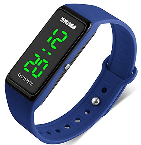 Unisex Digital Watch Waterproof Sport Square LED Electronic Silicone Bracelet Watch for Men Women Adults