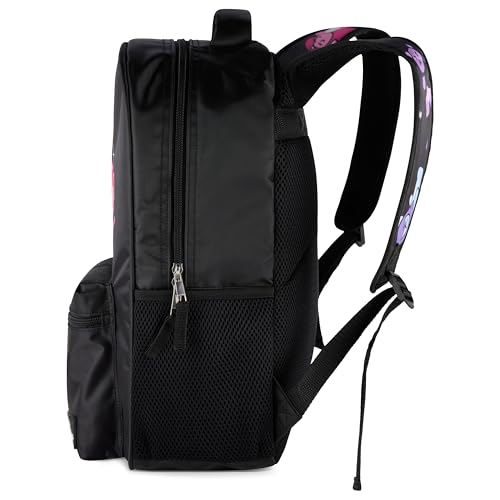 Image of AI ACCESSORY INNOVATIONS K-Pop Demon Hunters Chibi Saja Boys 16 inch Backpack for Girls, Featuring Jinu, Abby, Mystery, Romance, & Baby, Saja Rubber Molded Bag Charm, Saja Boys