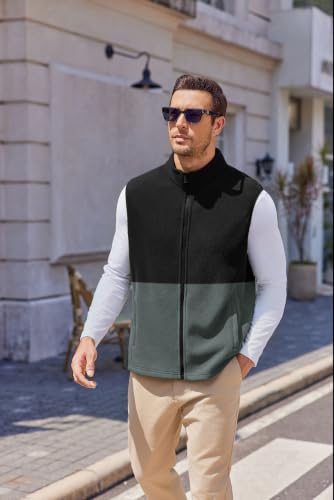 COOFANDY Men's Polar Fleece Vest Zip Up Sleeveless Warm Jacket Black Grey - image 4