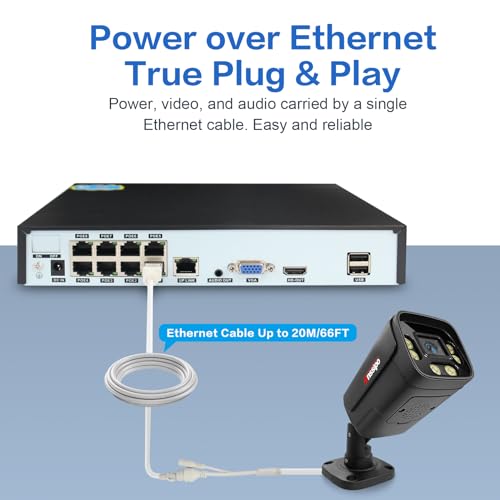 outdoor/indoor PoE security camera system, (2-way audio/AI face detection/IR colour night vision/vehicle detection) IP modification support, dual stream support, 8 NVR, 8 CCTV, 2TB HDD 24/7