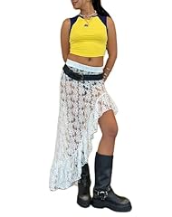 E-lace Irregular Midi Skirt White