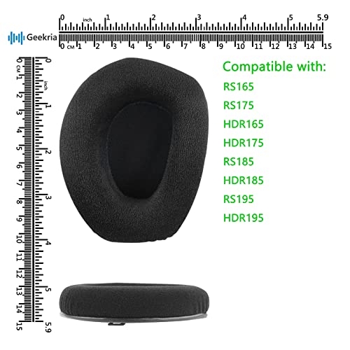 Almohadillas reemplazo Geekria Comfort Velour compatibles con Sennheiser RS165, RS175, HDR165, HDR175, RS185, HDR185, RS195, HDR195 audífonos, cojines para orejas miniatura 6