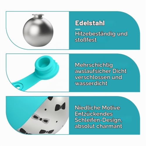Tragbare Haustiere Trinkflasche, 285ml Edelstahl Wasserflasche für Hunde, Auslaufsichere Reise Trinknapf für Katzen mit Faltbarem Silikonnapf für Spaziergänge und Wanderungen Im Freien