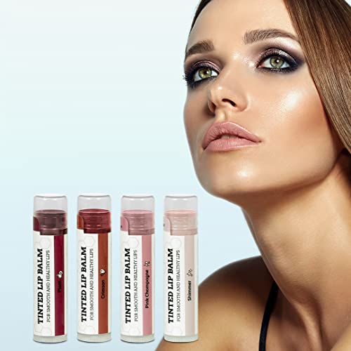 Tinted Lip Balm By Earth’s Daughter – 4 Pack Of Assorted Colors – Beeswax, Coconut Oil, Cocoa Butter, Vitamin E – Moisturize And Beautify – Paraben Free #TOP7