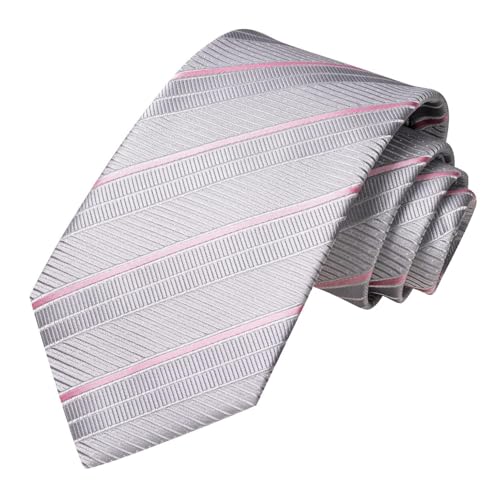 Image of Dubulle Mens Paisley Striped Tie Woven Necktie for Men and Handkerchief Cufflinks Set Wedding Formal Business