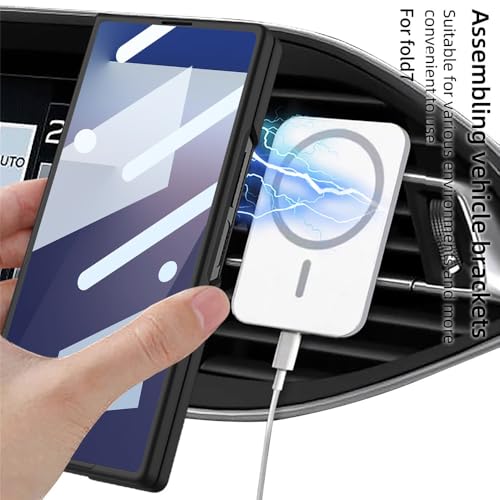 Image of TechTrendz Magnetic Cover [Compatible with MagSafe] for Samsung Galaxy Z Fold 7 Case Slim Hard PC + Tempered Glass Protective Phone Case for Galaxy Z fold 7 Back Cover - Silver