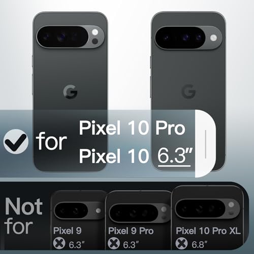 Image of JETech Magnetic Cover Case for Google Pixel 10 /10 Pro 2025, Compatible with MagSafe and Pixelsnap Charger, Translucent Matte Back Shockproof Phone Cover (Obsidian)