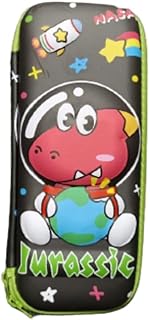 Generic 3D Pencil Case, Embrace Adventure with Vibrant Colors (Dinosaur) (Black in Green)