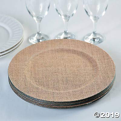 Round Burlap Chargers (Set of 6 Place mats) Wedding and Home Decor